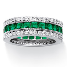 PalmBeach Jewelry 6.03 TCW Simulated Emerald Ring Platinum-plated Silver - £57.89 GBP