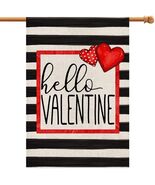 Hello Valentine Watercolor Stripes House Flag Love Heart 28x40 Inch Burlap - $227.00 MXN