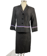 Nicole Miller Black Skirt and 3/4 Sleeve Blazer Set, Ribbon Trimmed, Size 6 - €28,40 EUR