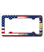 Utah|American Flag Novelty Metal License Plate Frame LPF-483 - £15.14 GBP