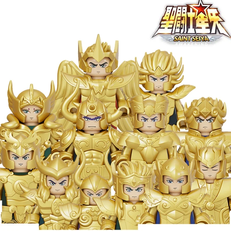 12pcs/set Saint Seiya Gold Saint Athena Japanese Anime Mini Man Bricks Blocks - £18.96 GBP+