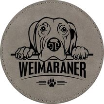 Weimaraner 4" Round Leather 6-Coaster Set with Holder-Gray /Black - $19.99