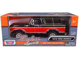1978 Ford Bronco Ranger XLT w Spare Tire Black Red Timeless Legends Series 1/24 - £29.00 GBP