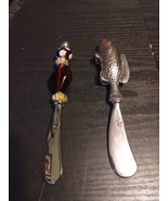 MUD PIE Butter Knives Spreaders ~ Heavy - Set Of 2 - Fish &amp; Amber Glass - $19.30