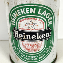 Heineken Beer Can Vintage Award Label White Green Steel 9 2/3 fl oz Chur... - $7.59