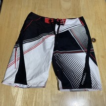 O&#39;Neill Freak Board Shorts Men&#39;s 36 Black White Red  100% Polyster - $17.17