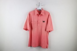 Vintage 80s Mens Medium Butterfly Short Sleeve Collared Golf Polo Shirt Pink - £31.61 GBP