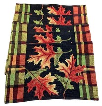 5 Autumn  Placemats Fall Tapestry Leaves  17.5&quot; x 12&quot; Red Yellow Orange Green - £19.11 GBP