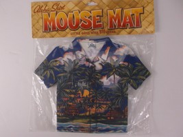 Island Heritage Aloha Shirt Mouse Mat Pad For Pc Tropical Sunset Blue Palm Huts - £7.82 GBP