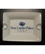 Rose Garden Palace Roma Ashtray White Porcelain Silver Accents Blue Rect... - $16.99