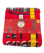Members Mark Mens Medium Pajamas 2-PC Set Christmas Family Top Pants Let... - $27.07 CAD