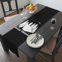 Social Distance, Black and White Forest Tent Illustration Table Runner f... - $36.05+