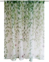 84 Inches Long Sheer Curtain Kids Panel Green Tree Leaves Design Window Tulle - £32.76 GBP