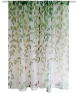 84 Inches Long Sheer Curtain Kids Panel Green Tree Leaves Design Window ... - £32.12 GBP