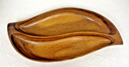 Vintage Monkey Pod Wood Hand Crafted Seed Pod Shape Divided Serving Dish... - $34.16