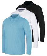 3 Pack Mens Dry Fit Long-Sleeve Polo Shirt Slim Athletic Set 9 Size S - $451.05 MXN