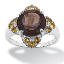 Sterling Silver Beautiful Smoky Quartz 3.70 Ct Tw Citrine Ring Size 6 7 8 9 - £240.54 GBP