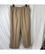 Alfred Dunner Womens Pants 16P Beige Elastic Waist Pull On Straight Leg ... - $26.63 CAD