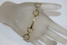 Fine 18K Yellow Gold Horsebit Design Heavy Gate Link Bracelet 7&quot; Long 24.5 Grams - £1,251.15 GBP
