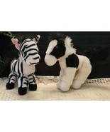 ZEBRA BY ACMI AND BLACK/WHITE HORSE STUFFED TOYS ABOUT 6&quot; TALL. - $14.00
