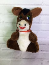 Vintage Brooklyn Toy Co Donkey Horse Stuffed Animal Plush Brown White Red Collar - £19.07 GBP