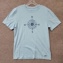 Life is Good Crusher Lite Shirt Mens S Teal Blue Short Sleeve Logo Cotton - $19.67