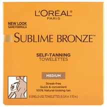 L&#39;Oreal Paris Sublime Bronze Self-Tanning Body Towelettes, 6-Count (Pack of 2) - £44.75 GBP