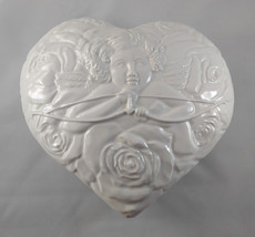 Ceramiche Leonardo Italy Ceramic Heart Shaped Lidded Dish Box Cupid Rose... - £23.59 GBP