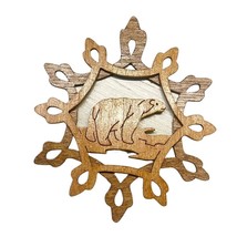 Polar Bear Snowflake Christmas Tree Ornament Vintage Wood Die Cut Wildlife - $17.49