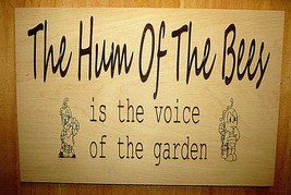 Beautiful Natural Beech Wood Sign &#39;hum Of The Bees&#39; 12&quot; X 8&quot; Wall Decor - £15.62 GBP