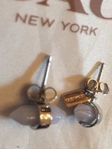 Coach Authentic Silver And Pale Blue Amulet Stud Earrings NWT - £39.71 GBP