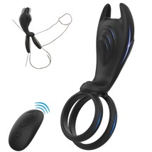 Vibrating Penis Ring With Remote Control For Men Couples,Dual Cock Rings Soft Si - £18.81 GBP