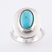 Vintage Égyptien Argent Ovale Naturel Turquoise Bague (Taille 8) - 0.800... - $1,537.10 MXN