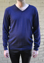 J. Crew Indigo Navy Blue Knit Cotton V-Neck LS Sweater M - $29.20