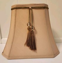 Cut Corner Square Bell Shade Beige Gold Lampshade Vintage 10.5&quot;H x 10&quot; W... - £14.30 GBP
