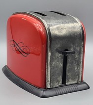 Vintage Mechanical Retro Red Metal Tin Toy Toaster - Working - £18.27 GBP