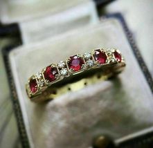 2 Ct Round Cut Simulated Ruby Women&#39;s 925 Silver Gold Plated Turkish Band Ring - £85.33 GBP