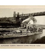 1914 WW1 Print Battleship In Kaiser William Canal Antique Military Colle... - $47.50