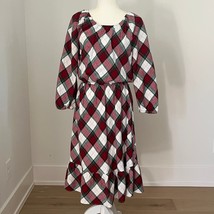 Gymboree Women&#39;s Matching Family Plaid Ruffle Dress Christmas Cabin Large - $19.99