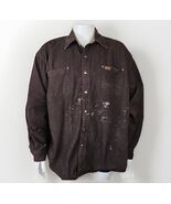 Carhartt Flannel Lined Distressed Shirt Jacket S96 Mens 2XL Heavy DKBR C... - $37.42