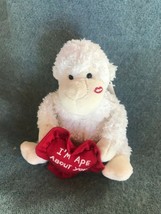 Boyds Bears &amp; Friend White Plush Ape Monkey Holding Red Heart I’m APE ABOUT YOU! - £8.84 GBP