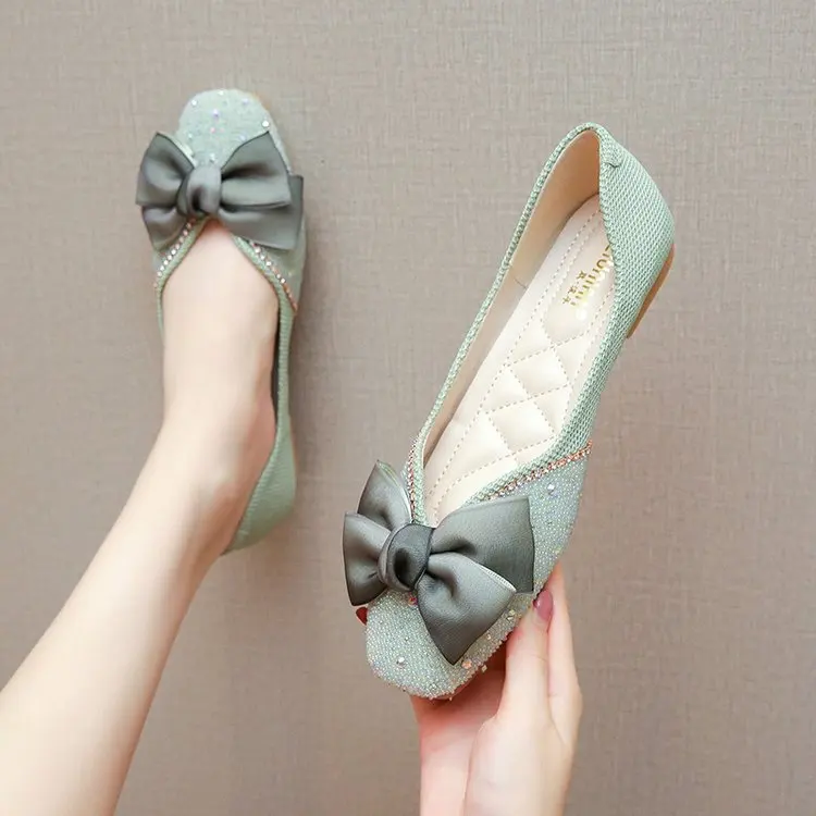 2024 Fairy Blue bow-knot ballet flats women shoes loafers ballerina woman elegan - £121.19 GBP