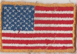 AMERICAN FLAG PATCH GOLD TRIM BORDER - $3.78