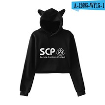 Secure Contain Protect SCP Foundation Crop Top Hoodie Girls Streetwear Kawaii Ca - £103.81 GBP