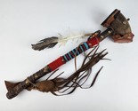Native American Buffalo Rattle Beaded Handle Tigua Tribe by Manny Silva - $197.99