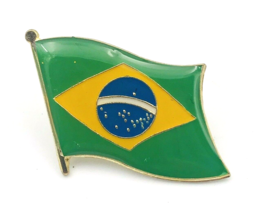 Lot of Two (2) Brazil Waving Flag Pins 1&quot; x 1&quot; - £4.68 GBP