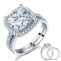 5 Carat Cushion Cut Created Diamond Wedding Ring Set 925 Sterling Silver Jewelry - $129.99