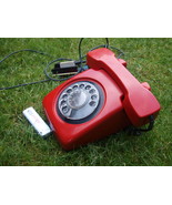 VINTAGE RARE SOVIET YUGOSLAVIA ROTARY DIAL PHONE ETA-62 RED BLACK COLOR - $73.94 CAD