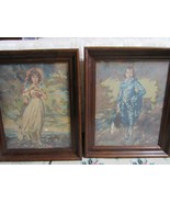 VTG Blue Boy and Pinkie Paint By Number Paintings Art Framed Retro - $29.78