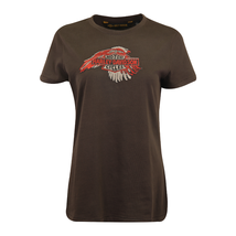 Harley-Davidson Women&#39;s T-Shirt Dark Grey Embroidered Eagle Badge S/S (S35) - £20.41 GBP